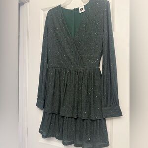 Green and Glitter Party Dress by The Cousin to Couture